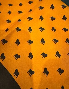 Dogs-in-Ties English Bulldog 100% Silk Scarf 35" Orange Brown Dog Print